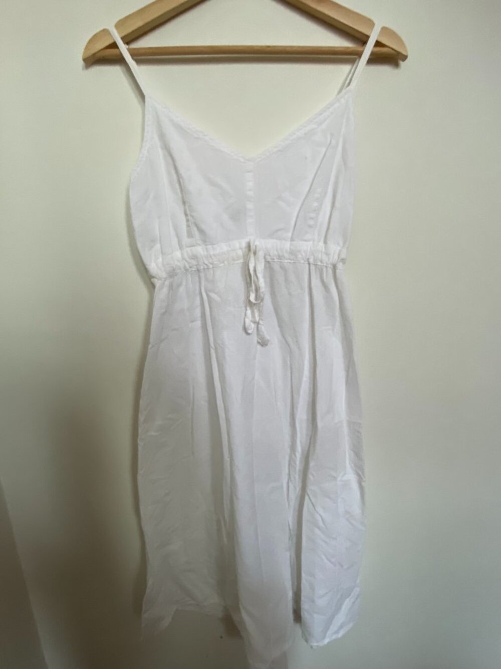 White 100% Cotton Summer Midi Dress. Size S/M